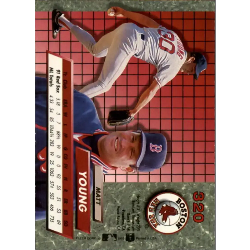 1992 Fleer Ultra #320 Matt Young NM-MT Boston Red Sox Baseball Card - Baseball Card Single