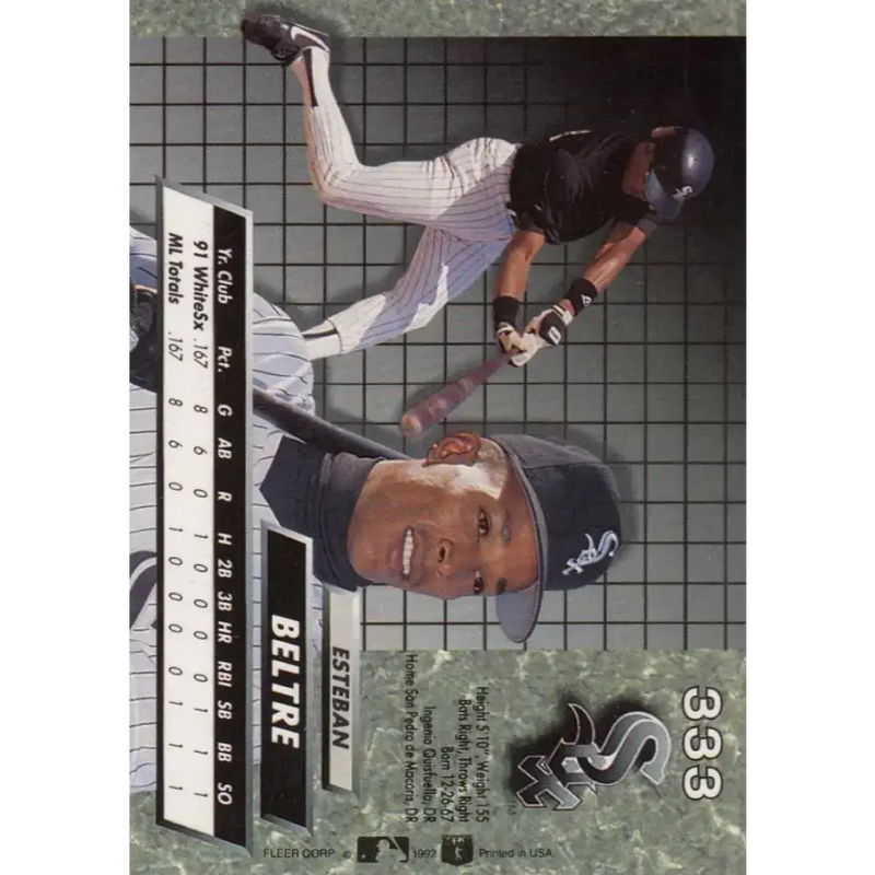 1992 Fleer Ultra #333 Esteban Beltre NM-MT RC Rookie Chicago White Sox Baseball Card - Baseball Card Single