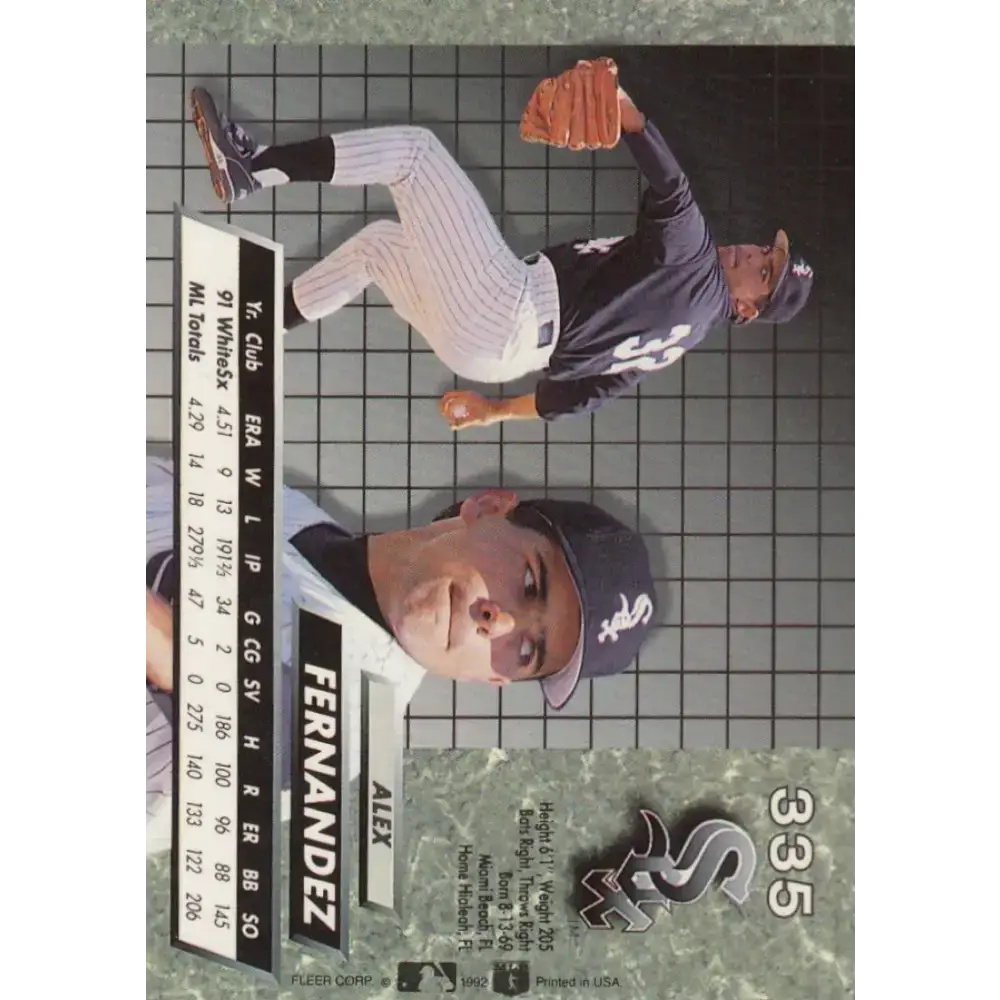 1992 Fleer Ultra #335 Alex Fernandez NM-MT Chicago White Sox Baseball Card - Baseball Card Single