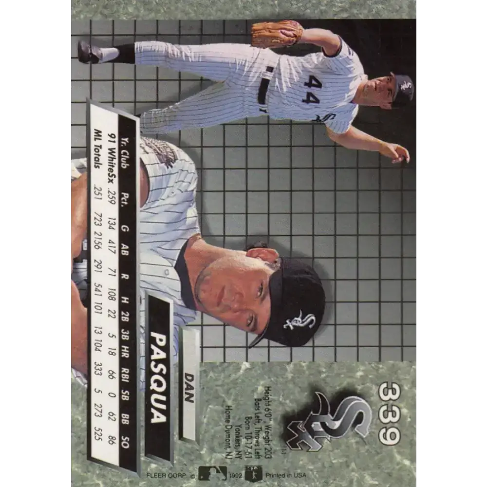 1992 Fleer Ultra #339 Dan Pasqua NM-MT Chicago White Sox Baseball Card - Baseball Card Single