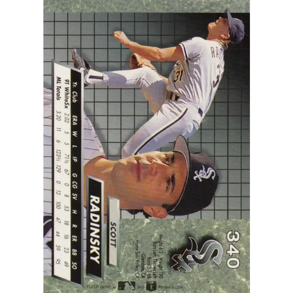 1992 Fleer Ultra #340 Scott Radinsky NM-MT Chicago White Sox Baseball Card - Baseball Card Single