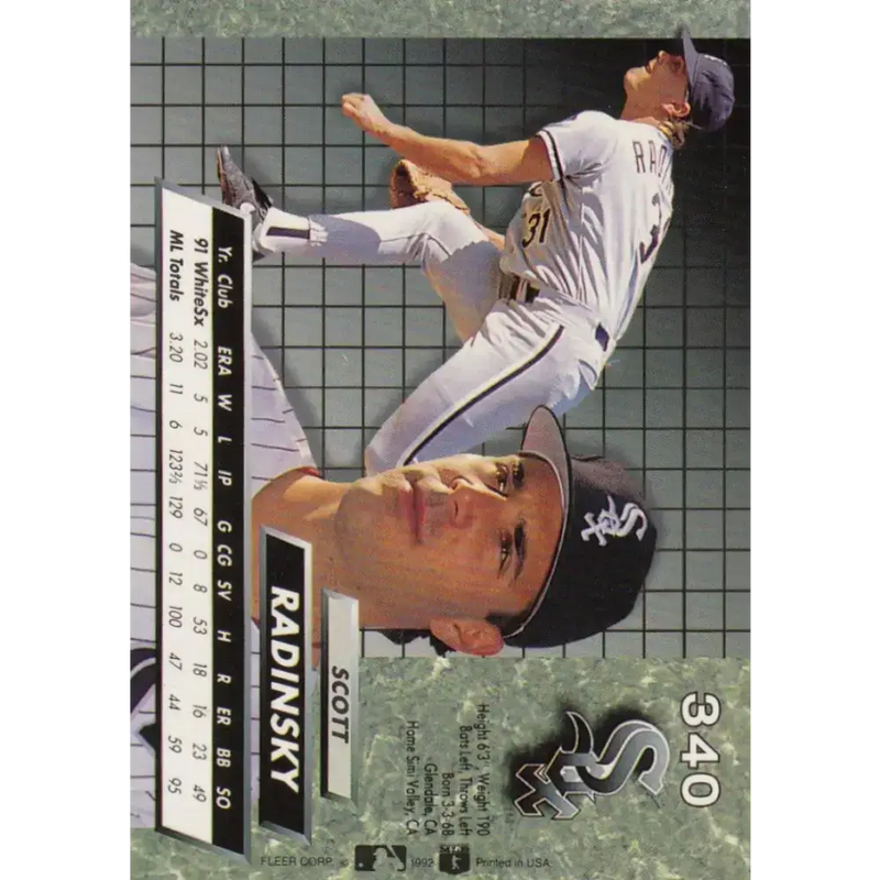 1992 Fleer Ultra #340 Scott Radinsky NM-MT Chicago White Sox Baseball Card - Baseball Card Single
