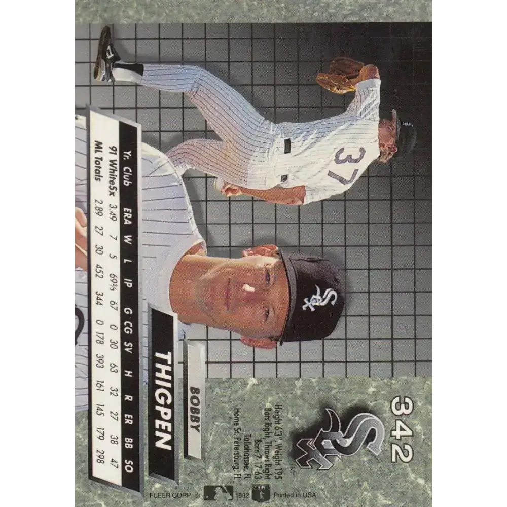 1992 Fleer Ultra #342 Bobby Thigpen NM-MT Chicago White Sox Baseball Card - Baseball Card Single