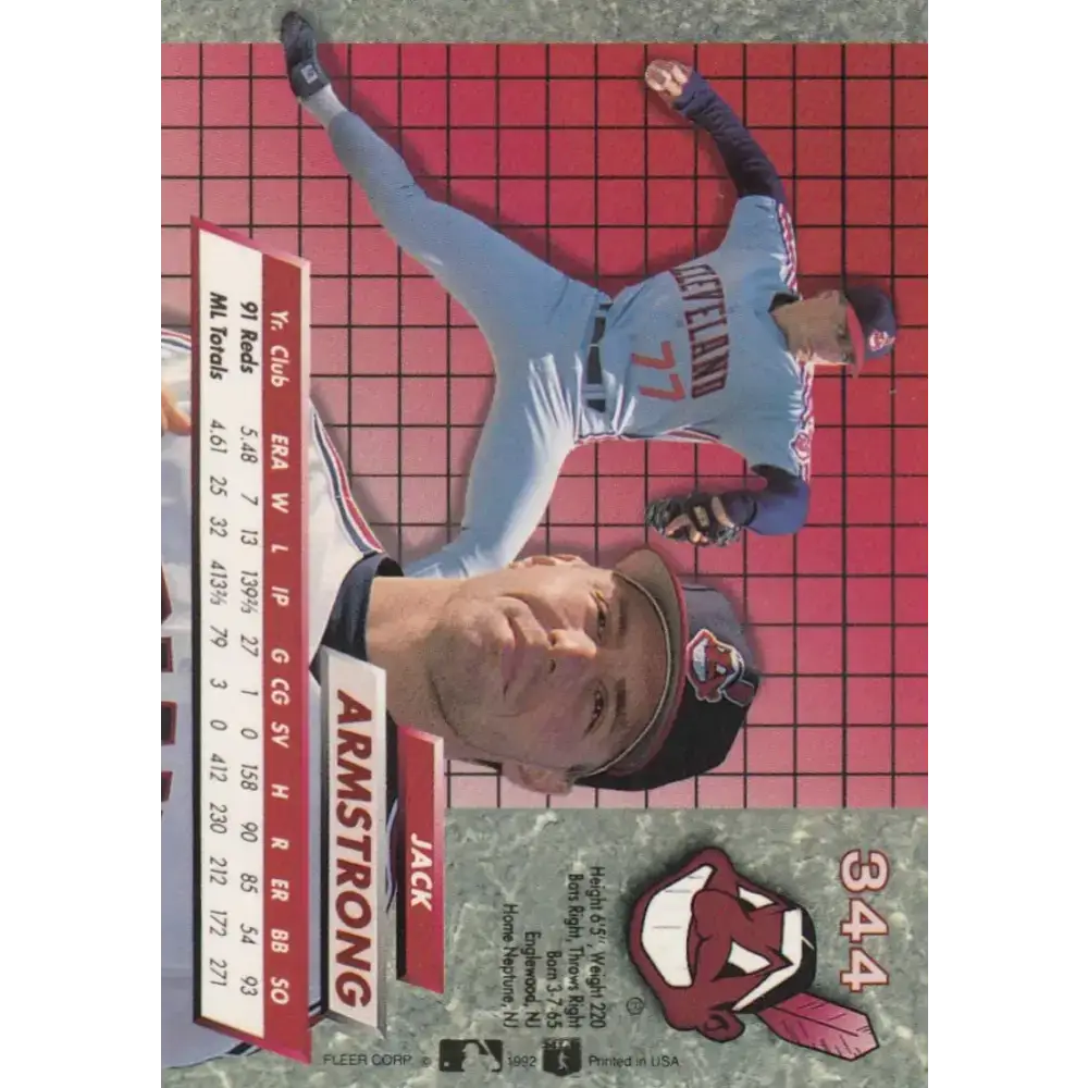 1992 Fleer Ultra #344 Jack Armstrong NM-MT Cleveland Indians Baseball Card - Baseball Card Single