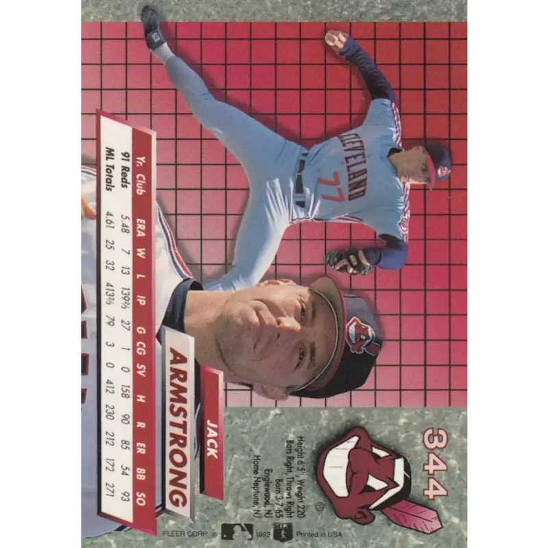 1992 Fleer Ultra #344 Jack Armstrong NM-MT Cleveland Indians Baseball Card - Baseball Card Single
