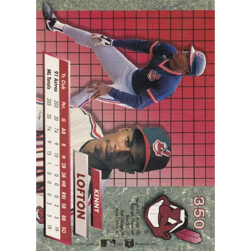 1992 Fleer Ultra #350 Kenny Lofton NM-MT Cleveland Indians Baseball Card - Baseball Card Single