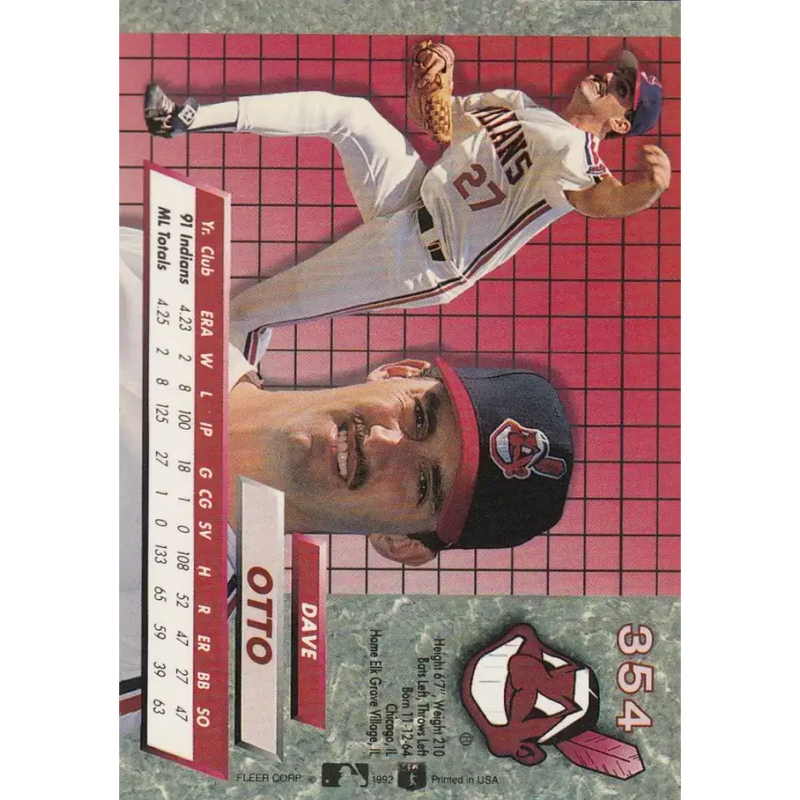 1992 Fleer Ultra #354 Dave Otto NM-MT Cleveland Indians Baseball Card - Baseball Card Single