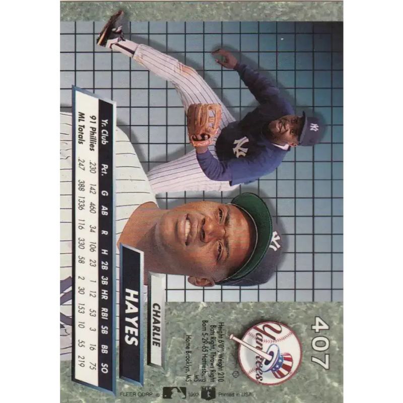 1992 Fleer Ultra #407 Charlie Hayes NM-MT New York Yankees Baseball Card - Baseball Card Single