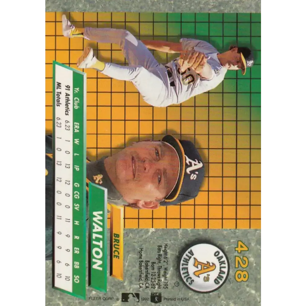 1992 Fleer Ultra #428 Bruce Walton NM-MT Oakland Athletics Baseball Card - Baseball Card Single