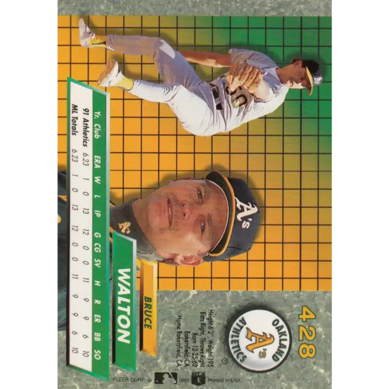 1992 Fleer Ultra #428 Bruce Walton NM-MT Oakland Athletics Baseball Card - Baseball Card Single