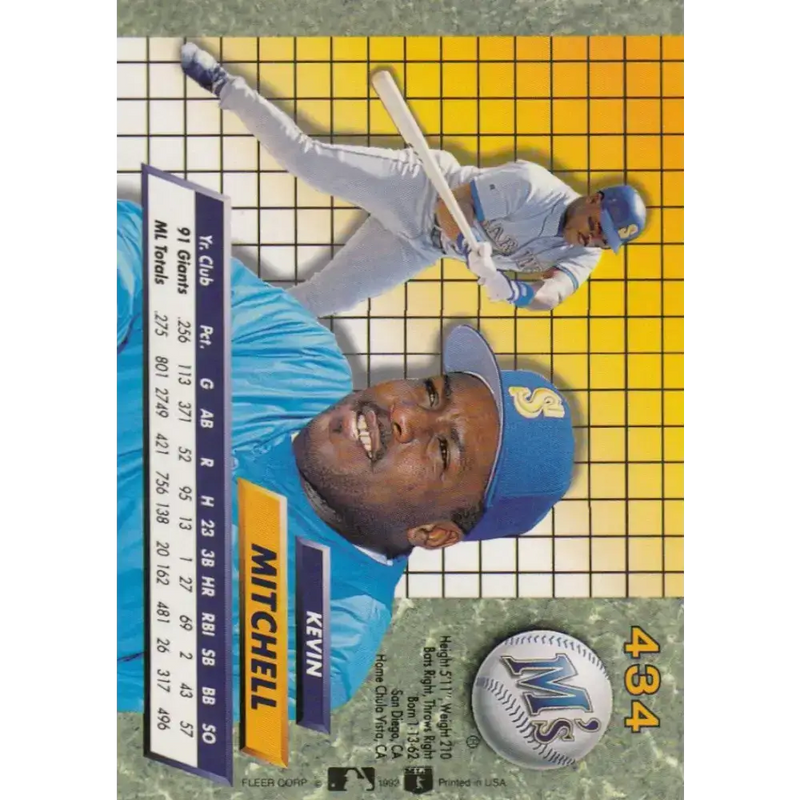 1992 Fleer Ultra #434 Kevin Mitchell NM-MT Seattle Mariners Baseball Card - Baseball Card Single