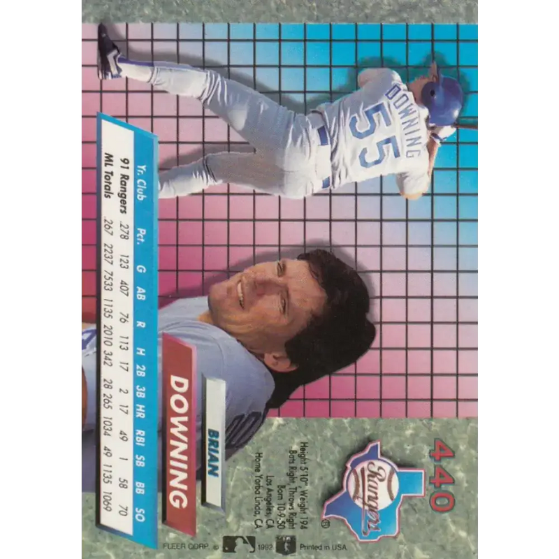 1992 Fleer Ultra #440 Brian Downing NM-MT Texas Rangers Baseball Card - Baseball Card Single