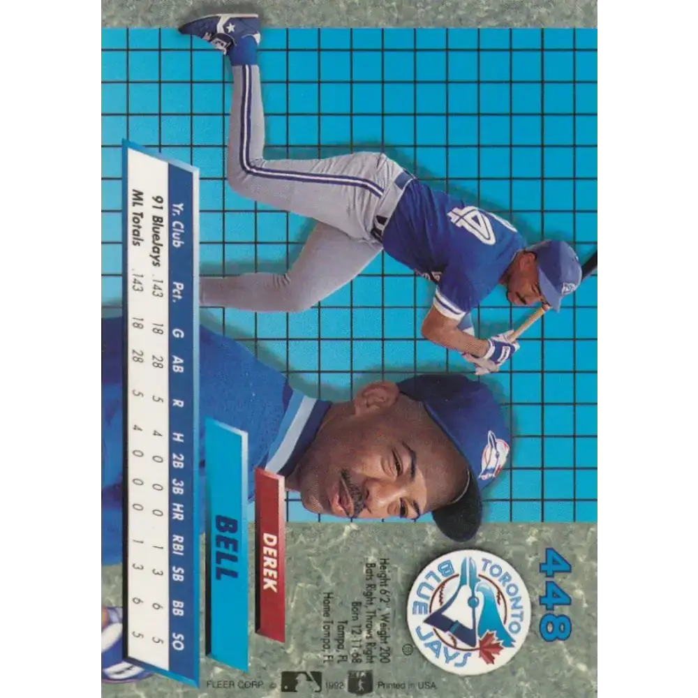 1992 Fleer Ultra #448 Derek Bell NM-MT Toronto Blue Jays Baseball Card - Baseball Card Single