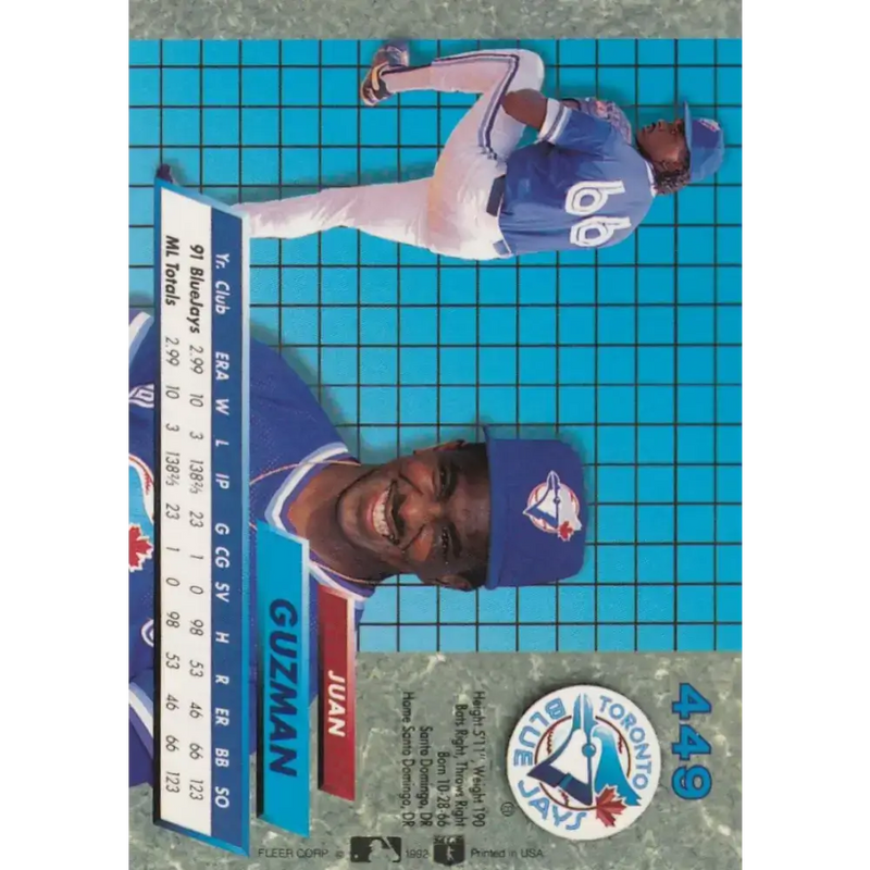 1992 Fleer Ultra #449 Juan Guzman NM-MT Toronto Blue Jays Baseball Card - Baseball Card Single