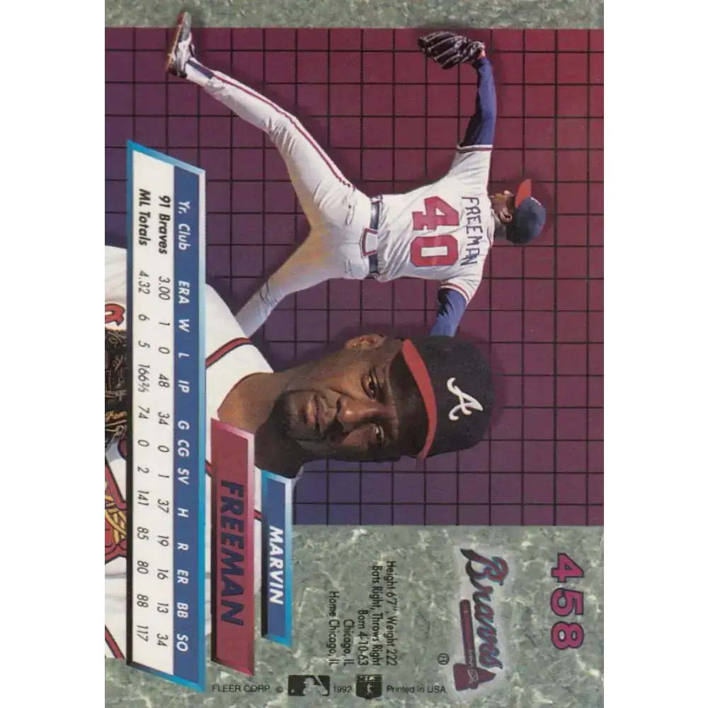 1992 Fleer Ultra #458 Marvin Freeman NM-MT Atlanta Braves Baseball Card - Baseball Card Single