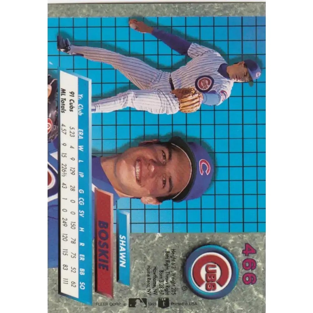 1992 Fleer Ultra #466 Shawn Boskie NM-MT Chicago Cubs Baseball Card - Baseball Card Single