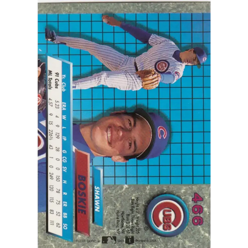 1992 Fleer Ultra #466 Shawn Boskie NM-MT Chicago Cubs Baseball Card - Baseball Card Single