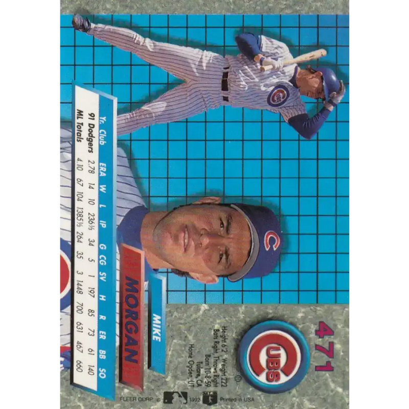 1992 Fleer Ultra #471 Mike Morgan NM-MT Chicago Cubs Baseball Card - Baseball Card Single