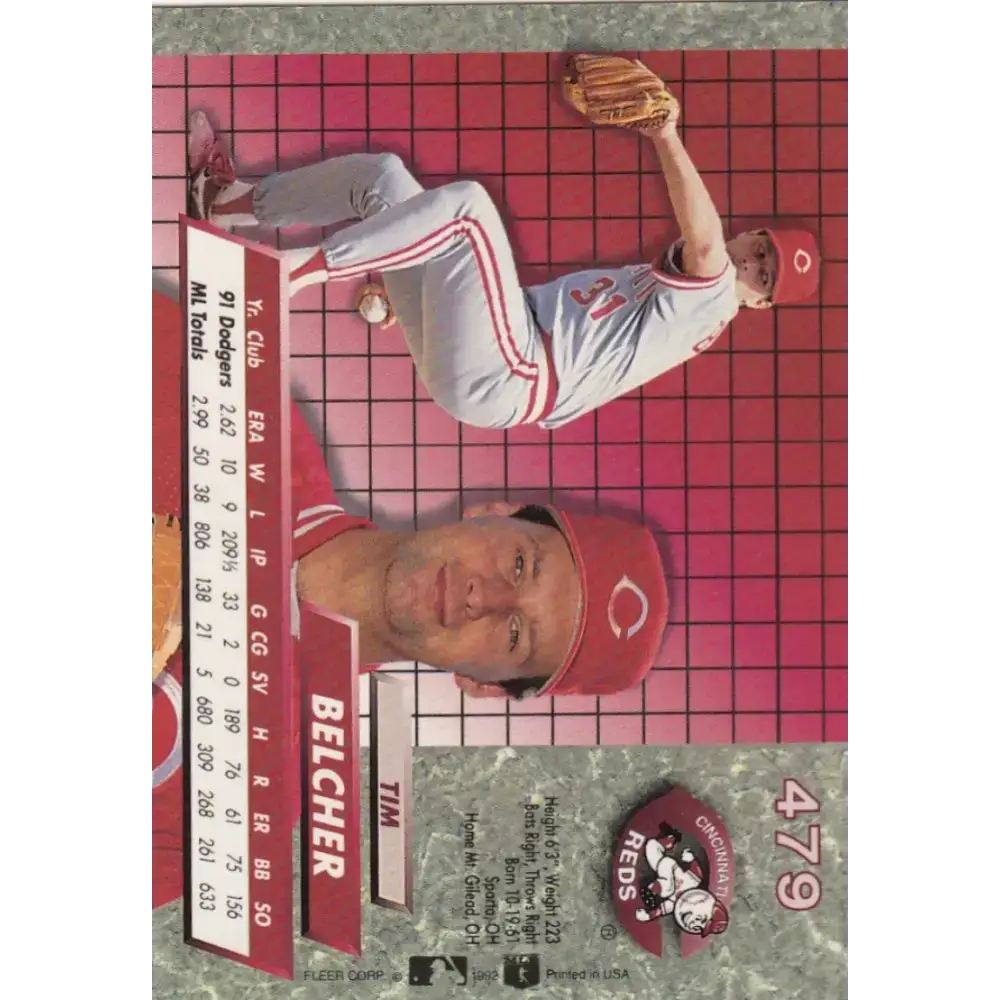1992 Fleer Ultra #479 Tim Belcher NM-MT Cincinnati Reds Baseball Card - Baseball Card Single