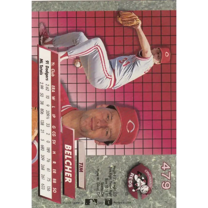 1992 Fleer Ultra #479 Tim Belcher NM-MT Cincinnati Reds Baseball Card - Baseball Card Single