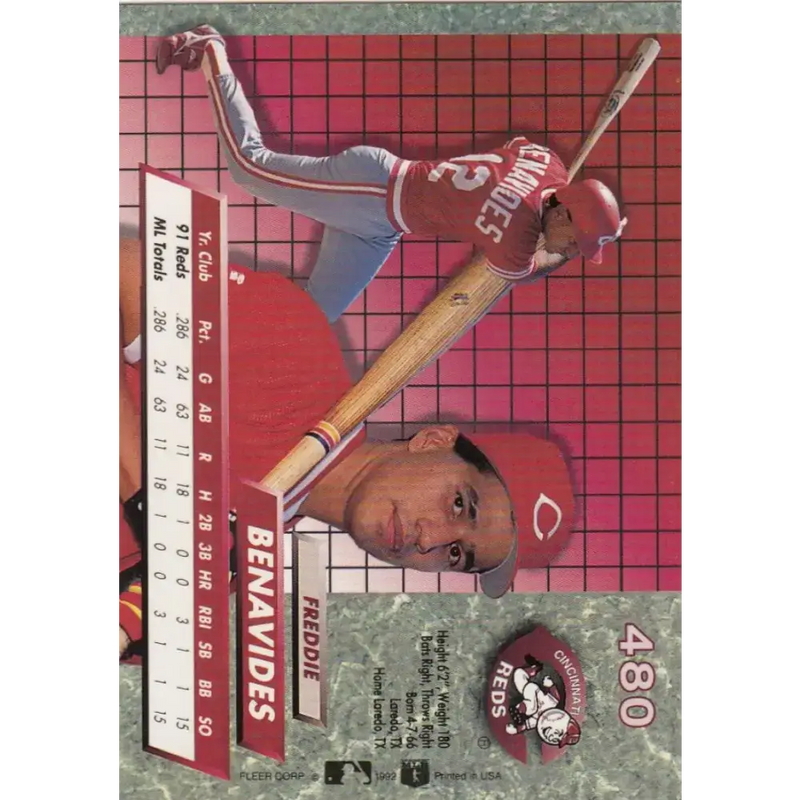 1992 Fleer Ultra #480 Freddie Benavides NM-MT Cincinnati Reds Baseball Card - Baseball Card Single