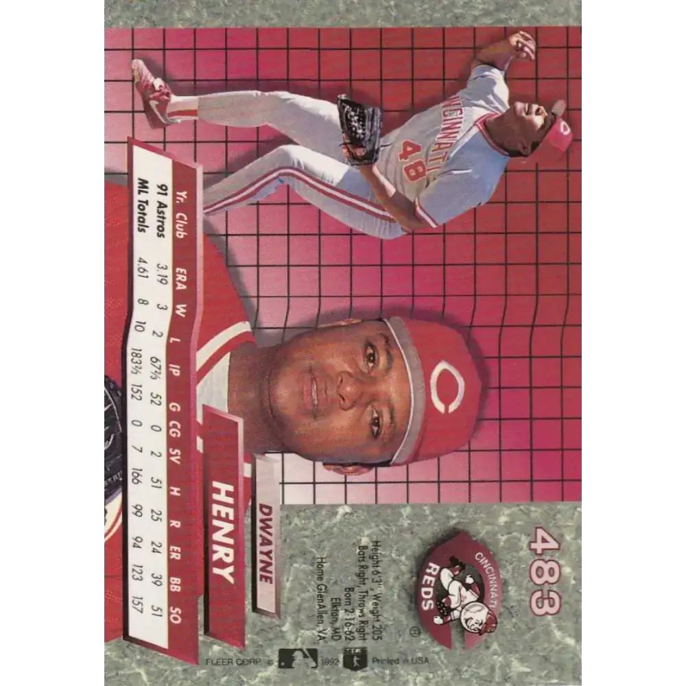 1992 Fleer Ultra #483 Dwayne Henry NM-MT Cincinnati Reds Baseball Card - Baseball Card Single