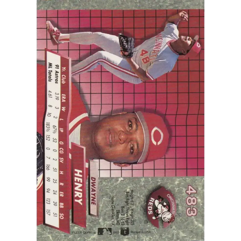 1992 Fleer Ultra #483 Dwayne Henry NM-MT Cincinnati Reds Baseball Card - Baseball Card Single