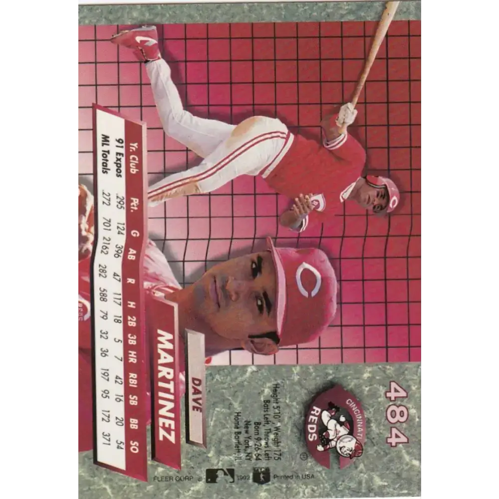 1992 Fleer Ultra #484 Dave Martinez NM-MT Cincinnati Reds Baseball Card - Baseball Card Single