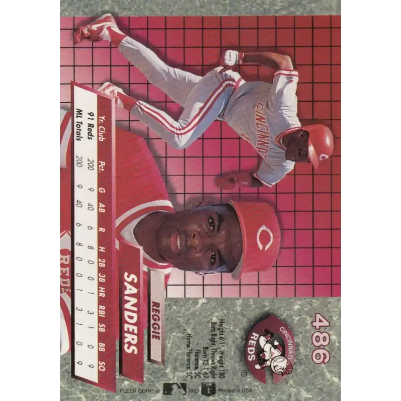 1992 Fleer Ultra #486 Reggie Sanders NM-MT Cincinnati Reds Baseball Card - Baseball Card Single