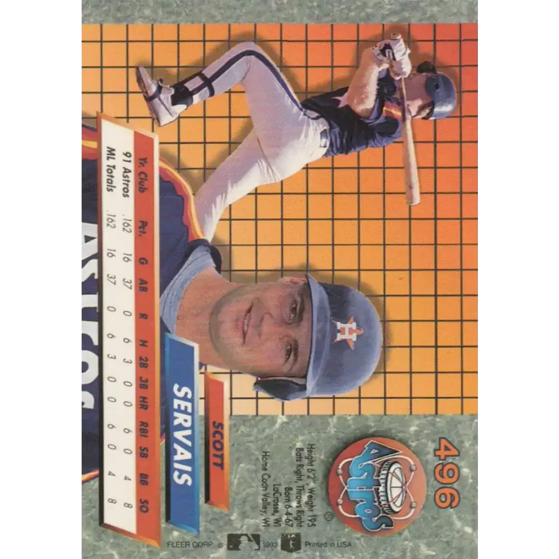 1992 Fleer Ultra #496 Scott Servais NM-MT Houston Astros Baseball Card - Baseball Card Single