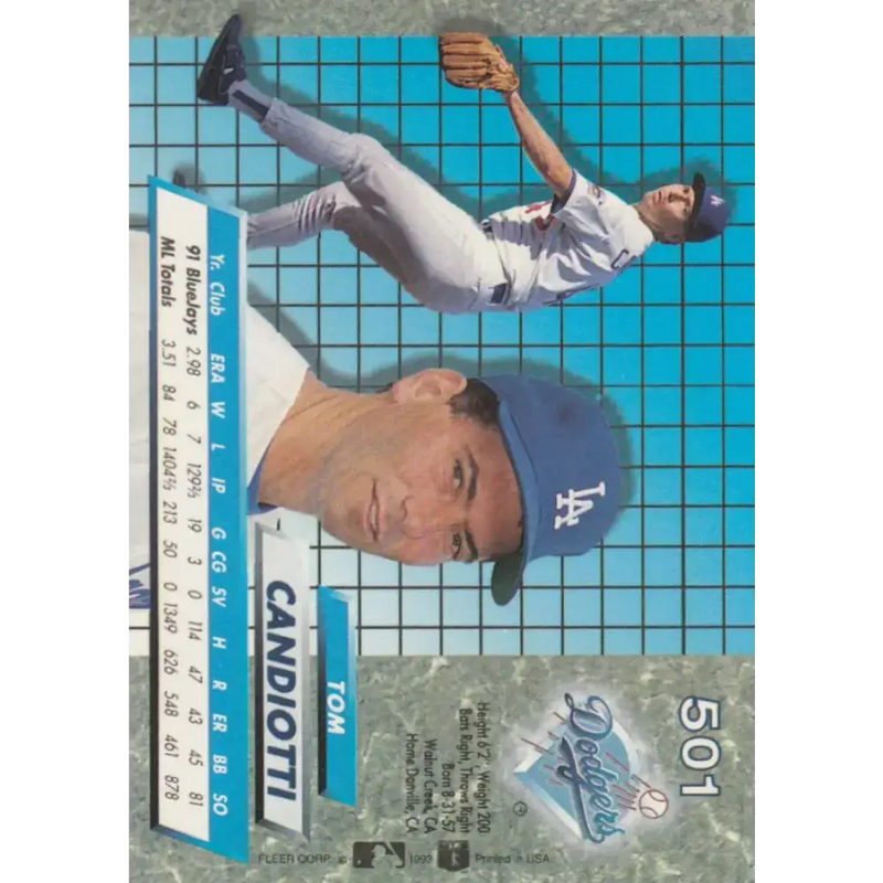 1992 Fleer Ultra #501 Tom Candiotti NM-MT Los Angeles Dodgers Baseball Card - Baseball Card Single