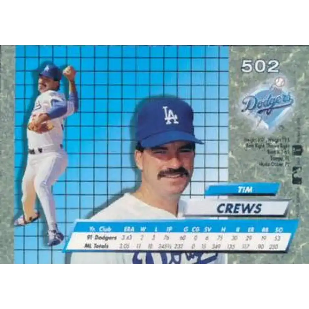 1992 Fleer Ultra #502 Tim Crews NM-MT Los Angeles Dodgers Baseball Card - Baseball Card Single