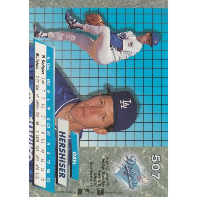 1992 Fleer Ultra #507 Orel Hershiser NM-MT Los Angeles Dodgers Baseball Card - Baseball Card Single