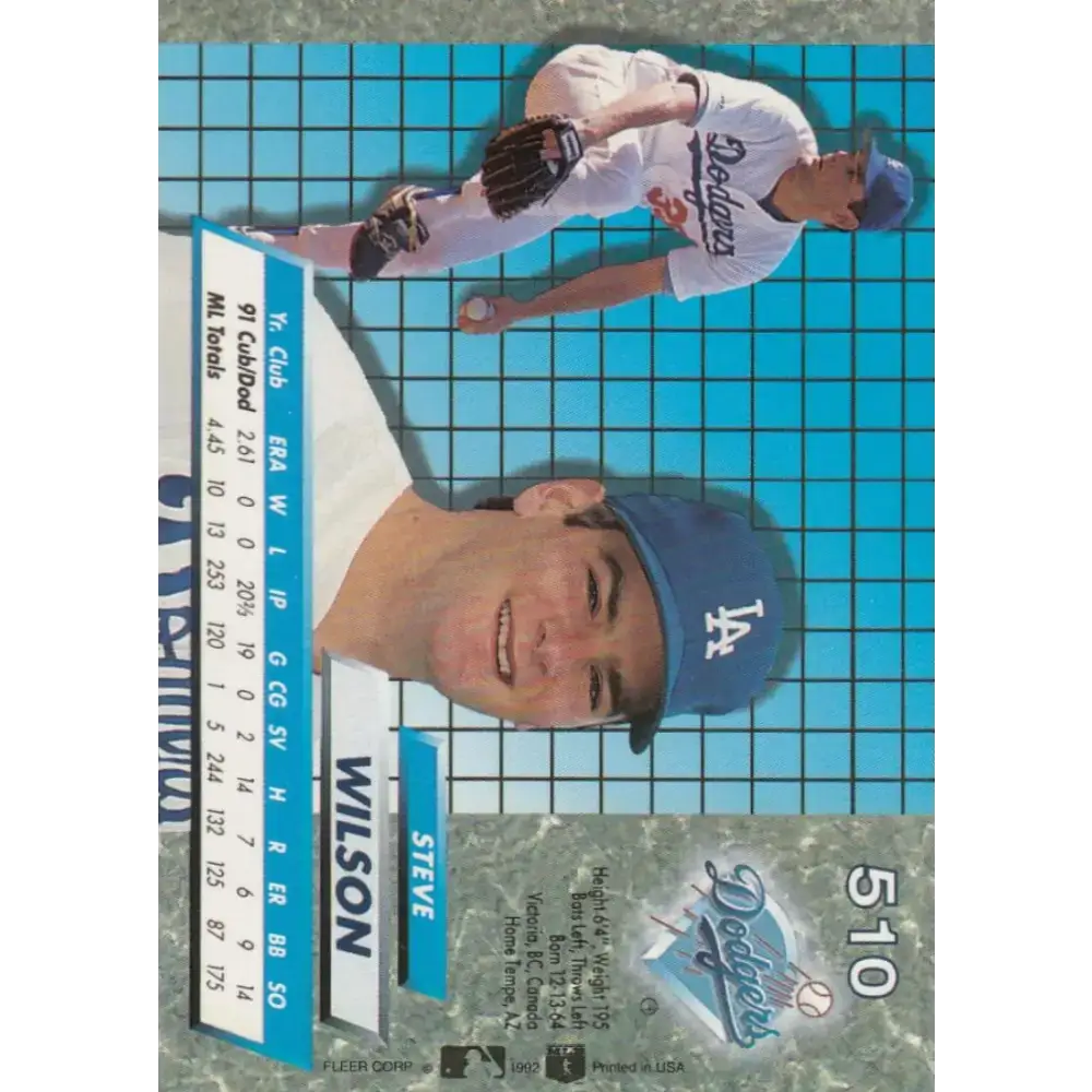 1992 Fleer Ultra #510 Steve Wilson NM-MT Los Angeles Dodgers Baseball Card - Baseball Card Single