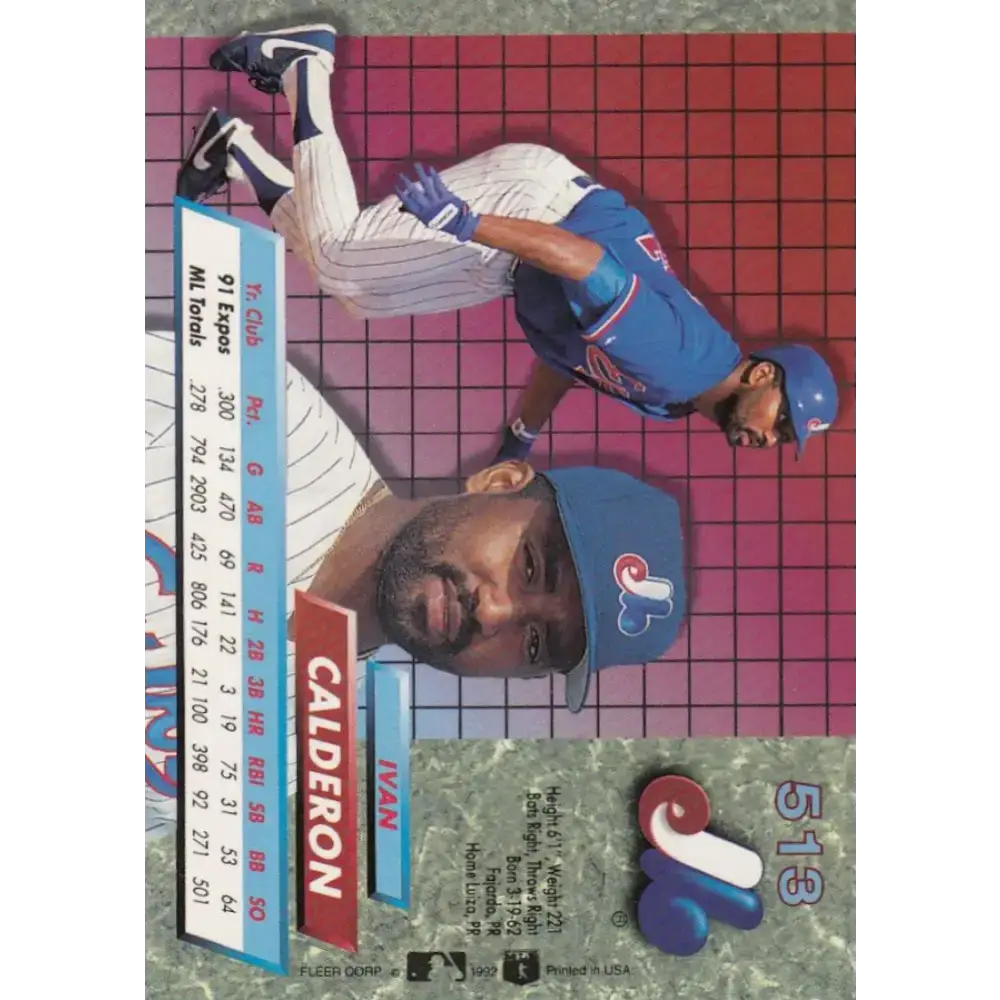 1992 Fleer Ultra #513 Ivan Calderon NM-MT Montreal Expos Baseball Card - Baseball Card Single