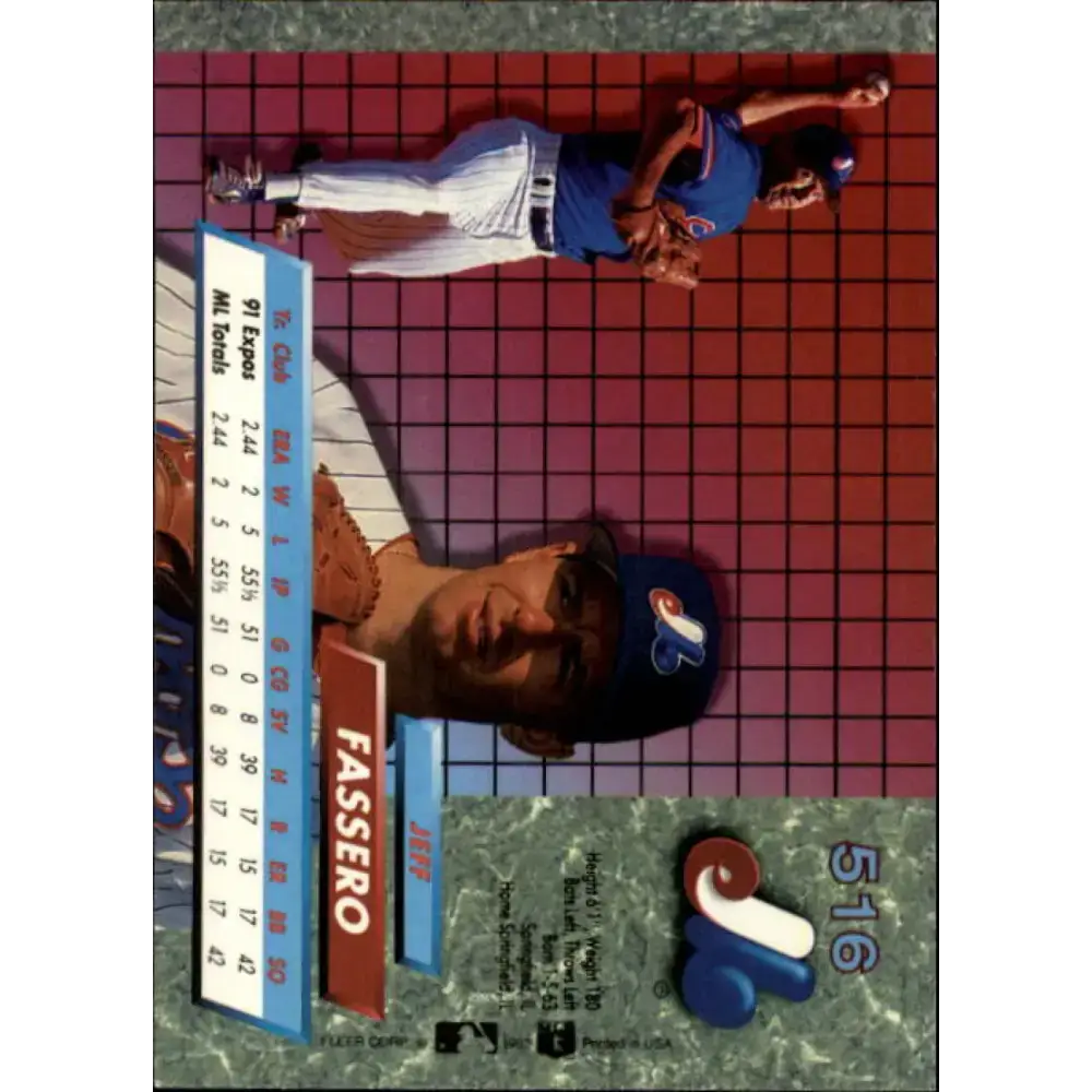 1992 Fleer Ultra #516 Jeff Fassero NM-MT Montreal Expos Baseball Card - Baseball Card Single