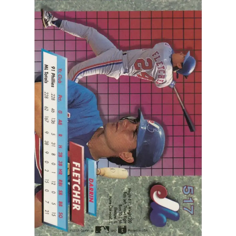 1992 Fleer Ultra #517 Darrin Fletcher NM-MT Montreal Expos Baseball Card - Baseball Card Single