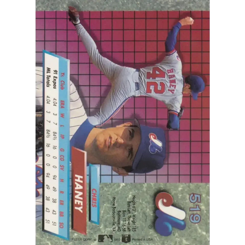 1992 Fleer Ultra #519 Chris Haney NM-MT Montreal Expos Baseball Card - Baseball Card Single