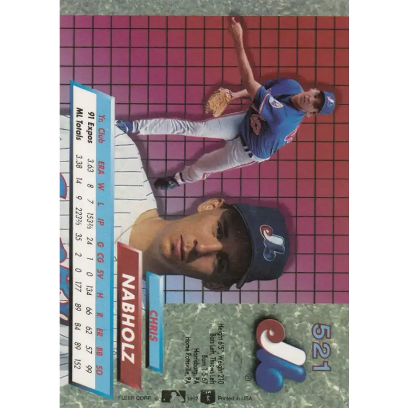 1992 Fleer Ultra #521 Chris Nabholz NM-MT Montreal Expos Baseball Card - Baseball Card Single