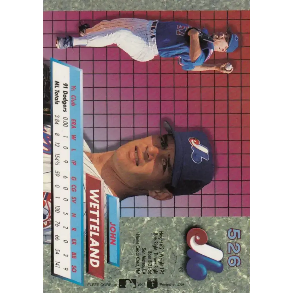 1992 Fleer Ultra #526 John Wetteland NM-MT Montreal Expos Baseball Card - Baseball Card Single