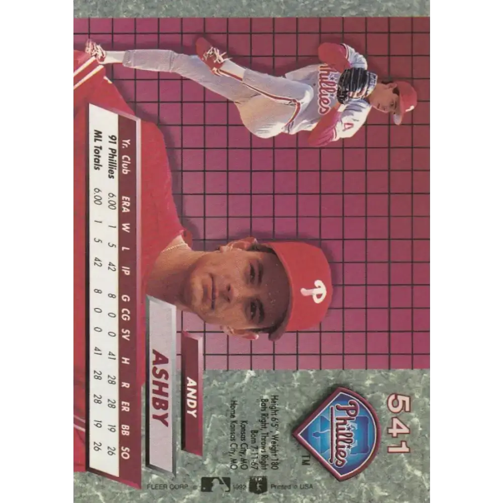 1992 Fleer Ultra #541 Andy Ashby NM-MT Philadelphia Phillies Baseball Card - Baseball Card Single