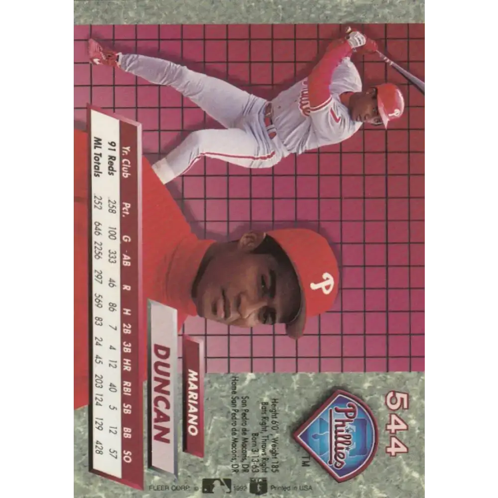 1992 Fleer Ultra #544 Mariano Duncan NM-MT Philadelphia Phillies Baseball Card - Baseball Card Single