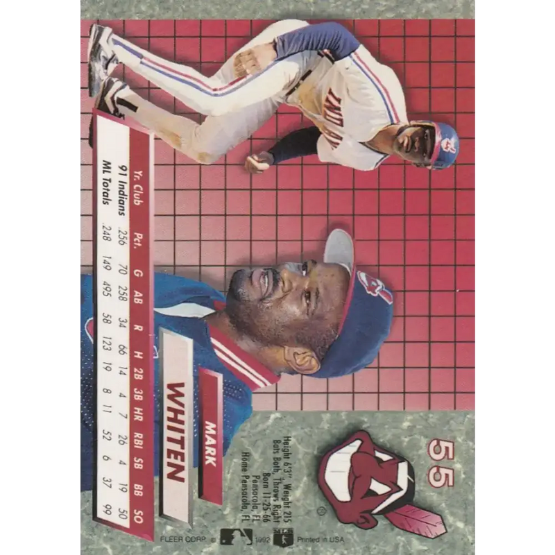 1992 Fleer Ultra #55 Mark Whiten NM-MT Cleveland Indians Baseball Card - Baseball Card Single