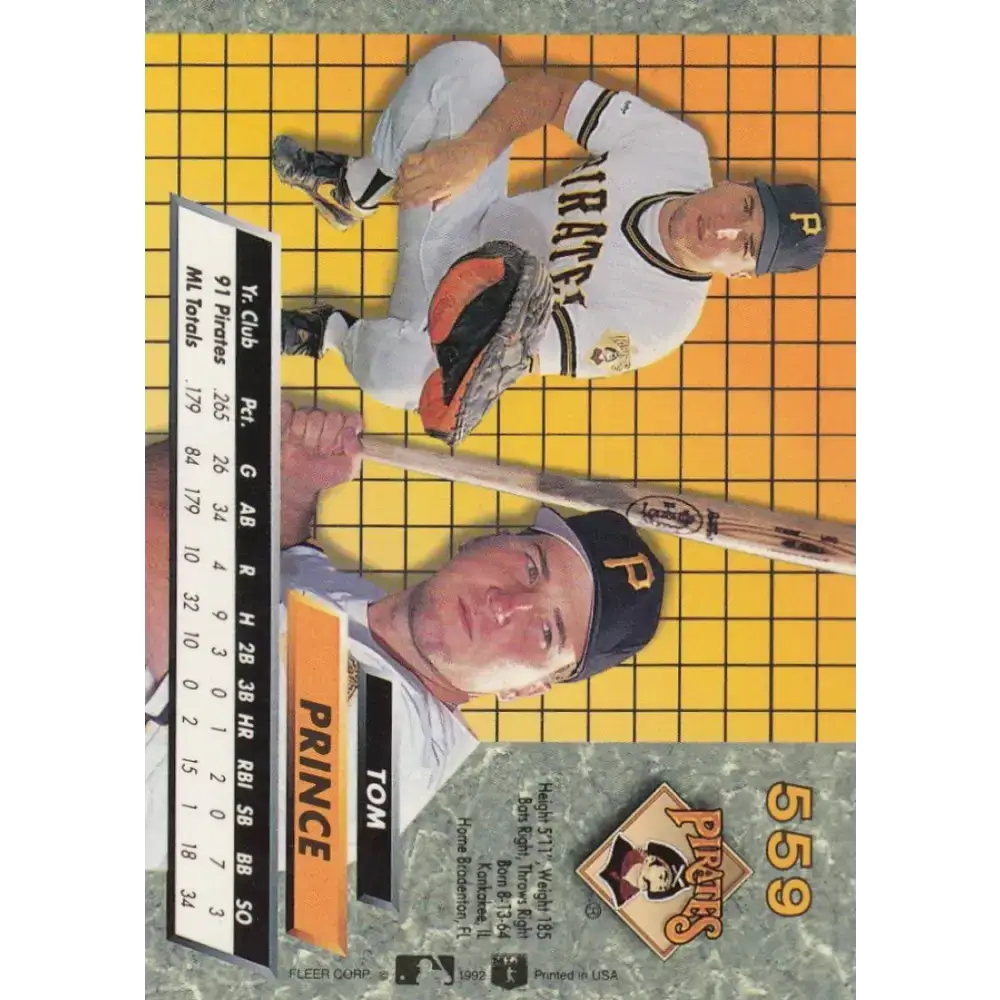 1992 Fleer Ultra #559 Tom Prince NM-MT Pittsburgh Pirates Baseball Card - Baseball Card Single