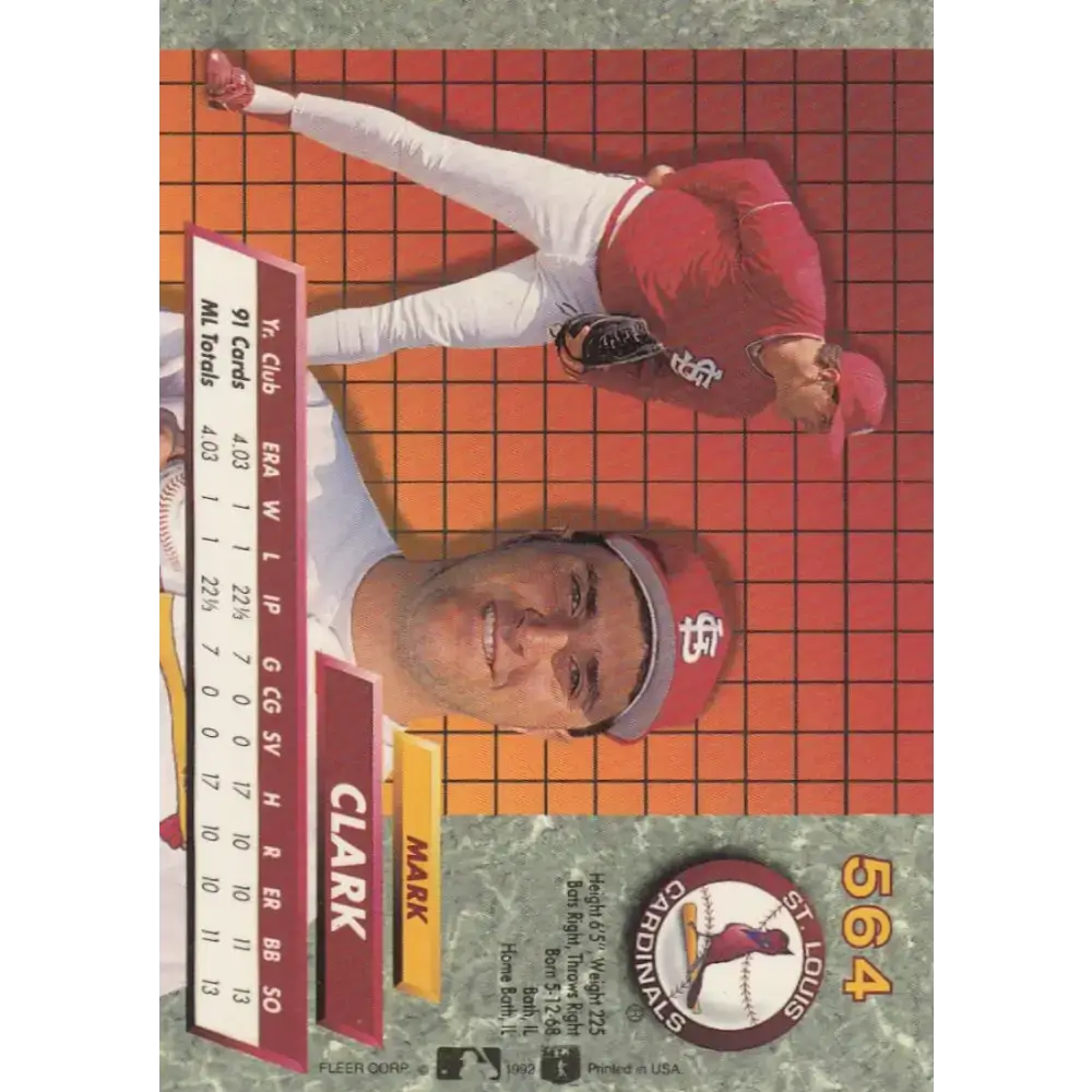 1992 Fleer Ultra #564 Mark Clark NM-MT RC Rookie St. Louis Cardinals Baseball Card - Baseball Card Single