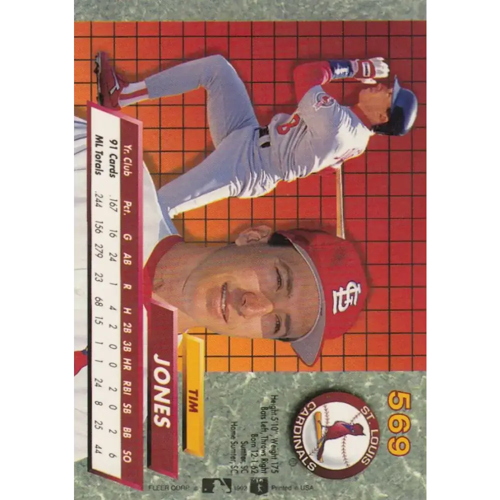 1992 Fleer Ultra #569 Tim Jones NM-MT St. Louis Cardinals Baseball Card - Baseball Card Single