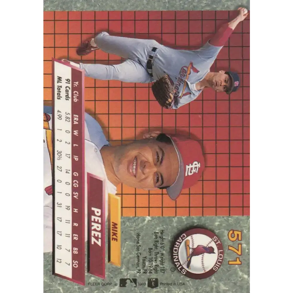 1992 Fleer Ultra #571 Mike Perez NM-MT St. Louis Cardinals Baseball Card - Baseball Card Single