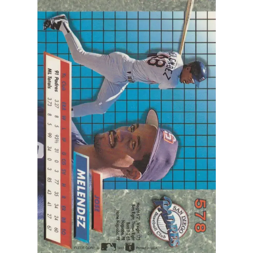 1992 Fleer Ultra #578 Jose Melendez NM-MT San Diego Padres Baseball Card - Baseball Card Single