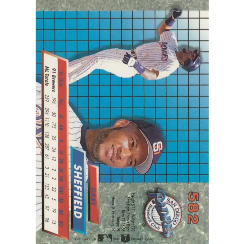 1992 Fleer Ultra #582 Gary Sheffield NM-MT San Diego Padres Baseball Card - Baseball Card Single