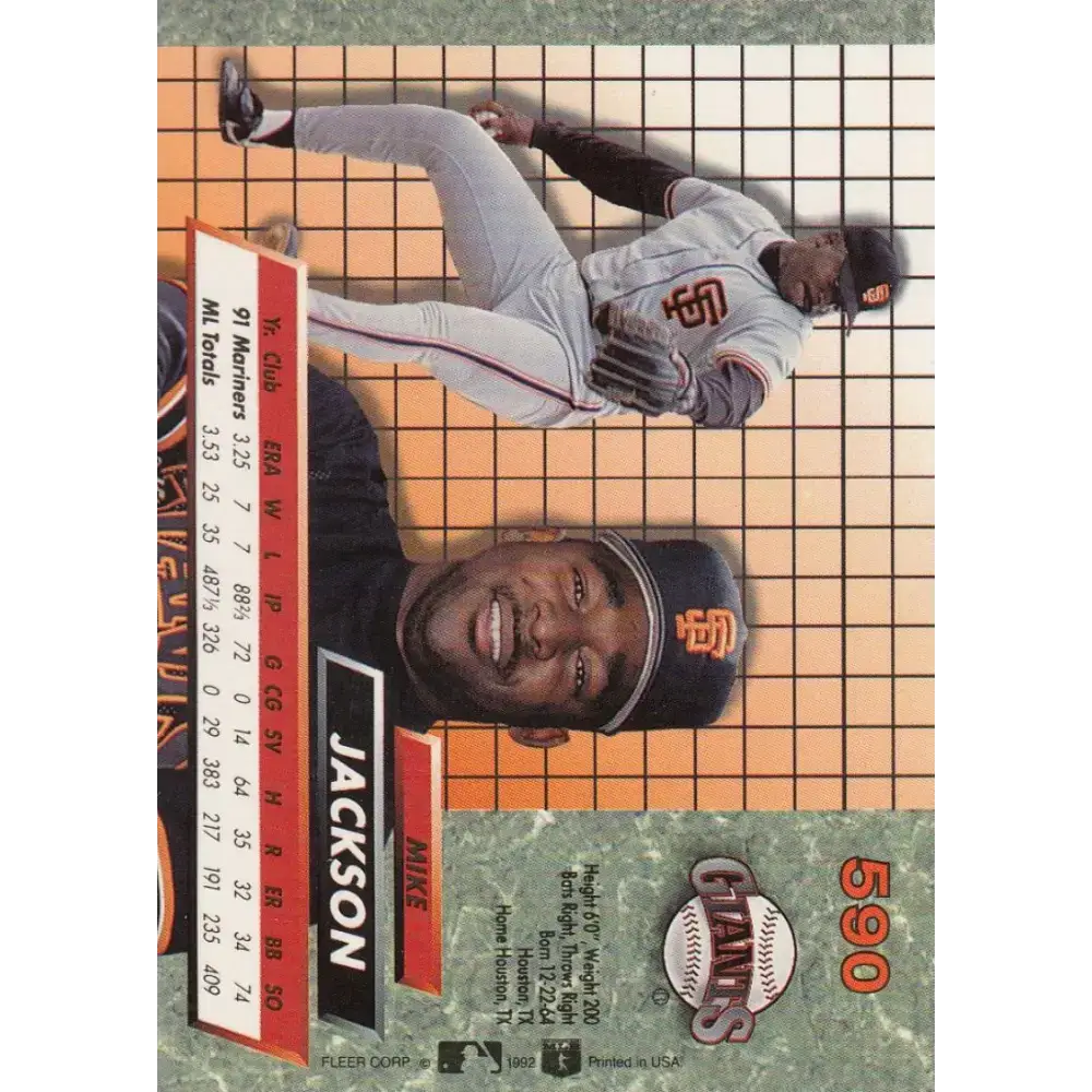 1992 Fleer Ultra #590 Mike Jackson NM-MT San Francisco Giants Baseball Card - Baseball Card Single
